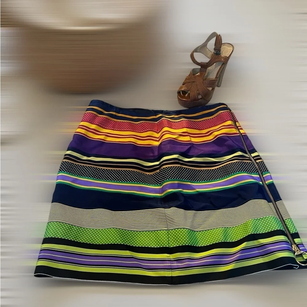 Multi-Color Lined Mini Skirt – Side Zipper
